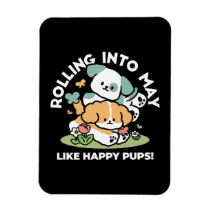 Íman Feliz Cachorro A Cair Em Maio - Arte Canina Kawaii