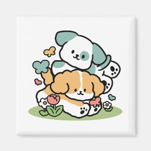 Íman Feliz Cachorro A Cair Em Maio - Arte Canina Kawaii