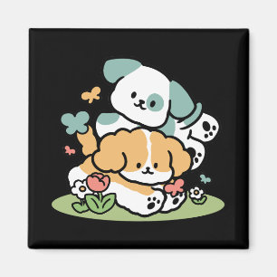 Íman Feliz Cachorro A Cair Em Maio - Arte Canina Kawaii