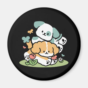 Íman Feliz Cachorro A Cair Em Maio - Arte Canina Kawaii