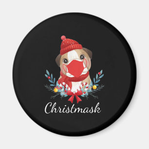 Íman Feliz Cachorro de Natal Lover Bulldog Vestindo Más