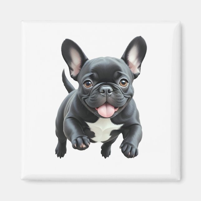 Íman Feliz Cachorro Francês Brincadeira Brincadeira (Frente)