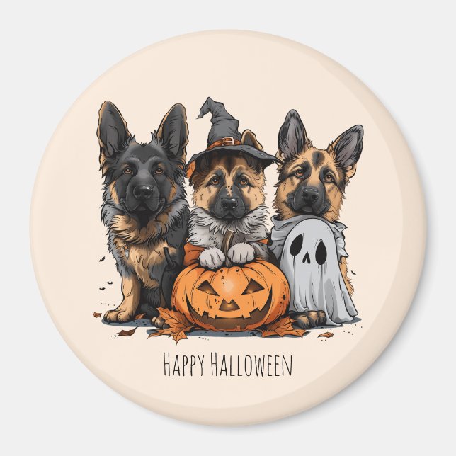 Íman Feliz Cachorros German shepherd de Halloween (Frente)