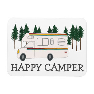 Íman FELIZ CAMPER Whimsical Retro RVing Motorhome Trees