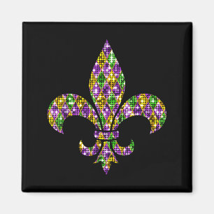 Íman Feliz Carnaval de Mardi Gras New Orleans Fleur De