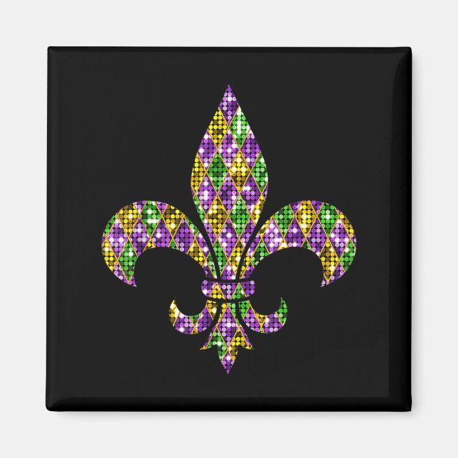 Íman Feliz Carnaval de Mardi Gras New Orleans Fleur De  (Frente)
