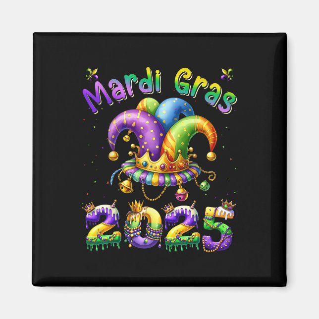 Íman Feliz Carnaval Mardi Gras Mardi Gras 2025 Jester O (Frente)