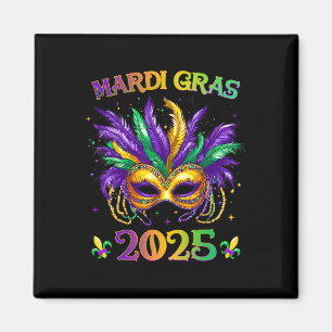 Íman Feliz Carnaval Mardi Gras Máscara 2025 Jes