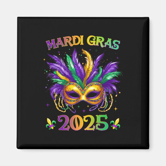 Íman Feliz Carnaval Mardi Gras Máscara 2025 Jes (Frente)