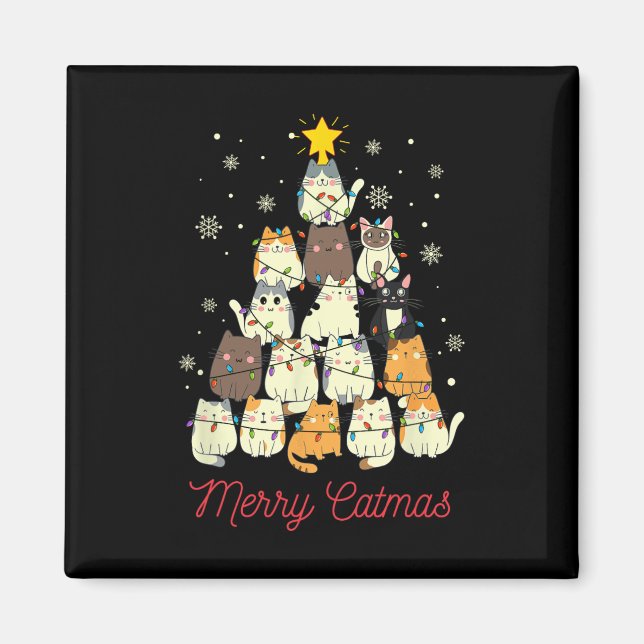 Íman Feliz Catmas Árvore de Natal do Gato (Frente)