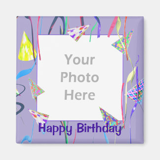 Íman Feliz Chapéu de Festa de Aniversário (quadro fotog