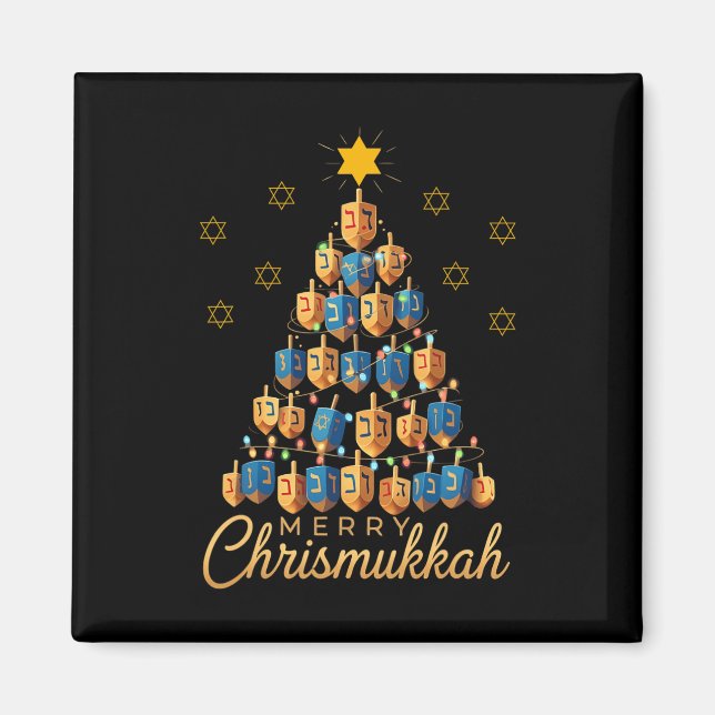 Íman Feliz Chrismukkah Happy Chanukkah Dreidel Christma (Frente)