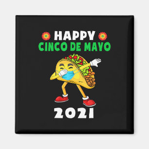 Íman Feliz Cinco De Mayo Cute Taco Vestindo Crianças Ma