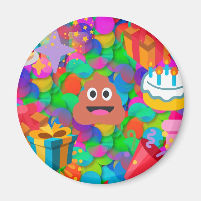Íman feliz cocô de aniversário emoji (Frente)