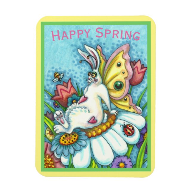 ÍMAN  FELIZ COELHO DE PRIMAVERA FLUTTERBUN, FEIRA DE BUN (Vertical)