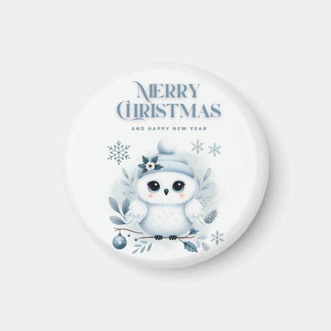 Íman Feliz Coruja de Natal (Frente)