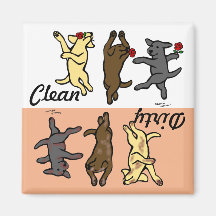 Feliz Dançando Labradores Limpos/Sujos