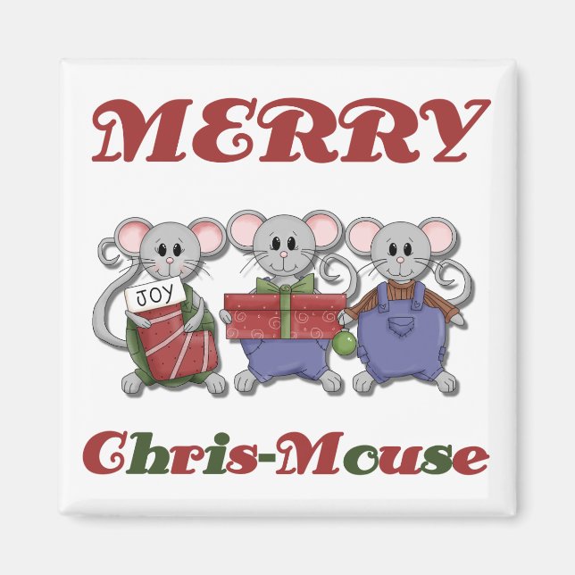 Íman Feliz de Camisetas e presentes do mouse Chris-Mous (Frente)