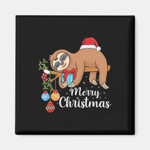 Íman Feliz de Lóthmas Fofo Xmas Sloth Santa Hat Natal