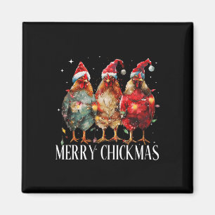 Íman Feliz de Natal de Frango de Natal Luz Santa Hat