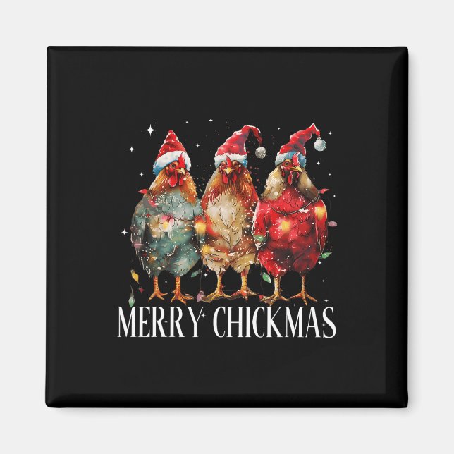 Íman Feliz de Natal de Frango de Natal Luz Santa Hat (Frente)
