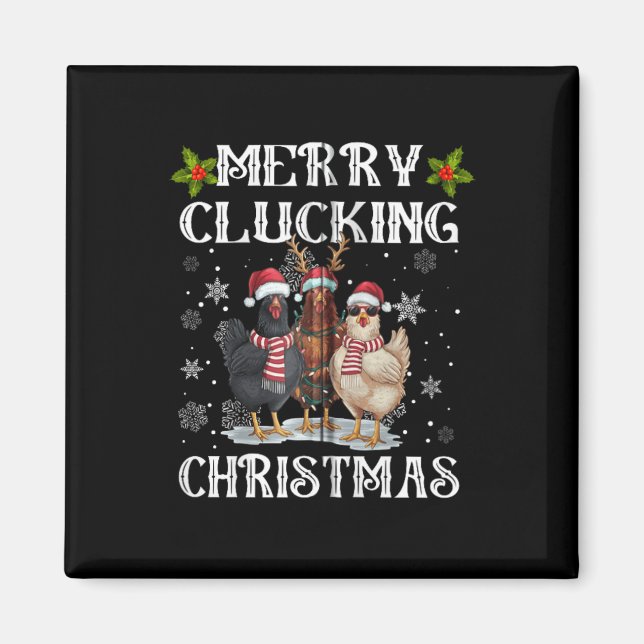 Íman Feliz Dependendo Galinha Santa Hat Engraçado de Na (Frente)