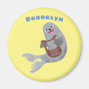 Íman Feliz desenho animado do selo harp