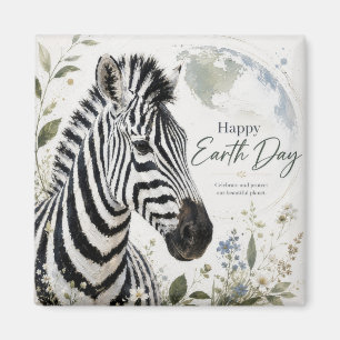 Íman Feliz Dia da Terra Zebra Fauna