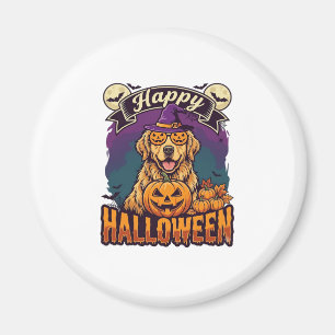 Íman Feliz Dia das Bruxas Retriever Dourado Chapéu de B