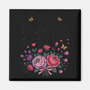 Íman Feliz dia das mães 2026 buquê floral vintage