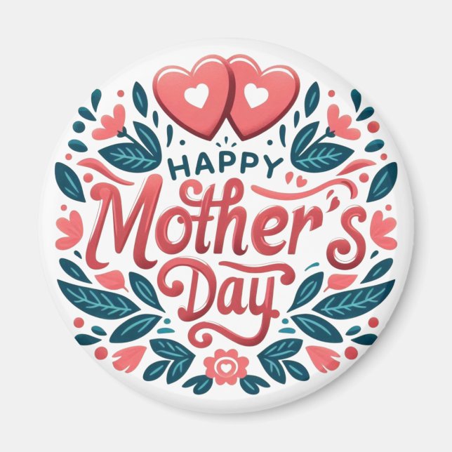 Íman Feliz Dia das Mães - Coração Botânico & Letra  (Frente)