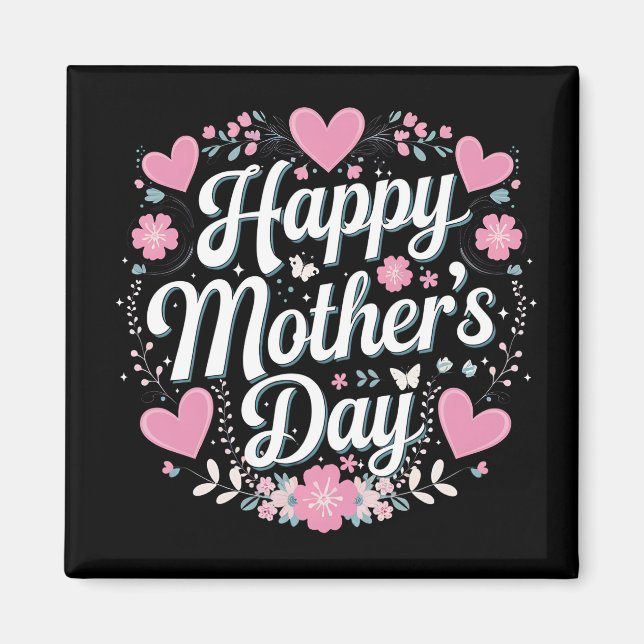 Íman Feliz Dia das Mães Floral Fofo Mamãe Vovó (Frente)