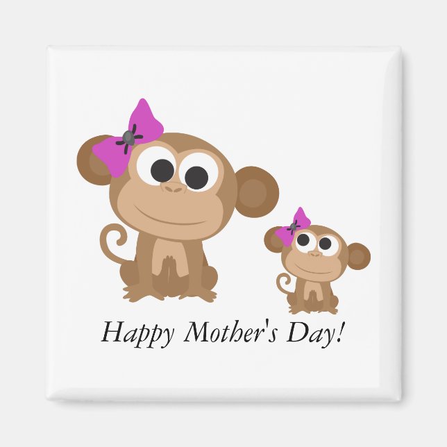 Íman Feliz Dia das Mães Macacos (Frente)