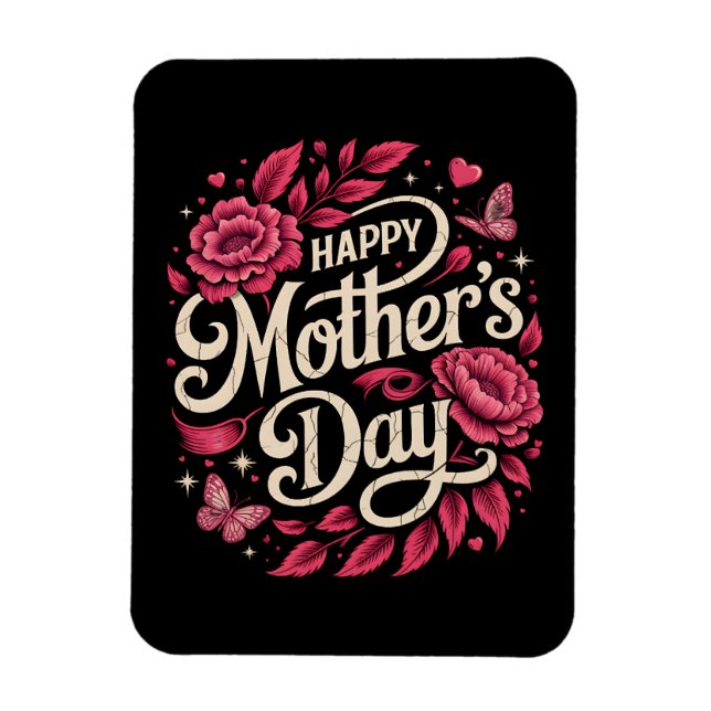 Íman Feliz Dia das Mães Querida Mãe Floral (Vertical)