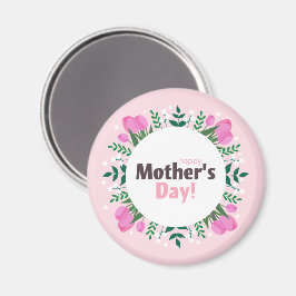 Íman Feliz Dia das Mães Tulipas Rosa