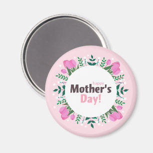 Íman Feliz Dia das Mães Tulipas Rosa