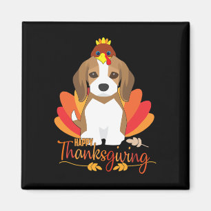 Íman Feliz Dia de Ação de Graças Com Cachorro Beagle Pe