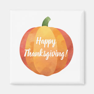 Íman Feliz Dia de Ação de Graças Pumpkin Watercolor