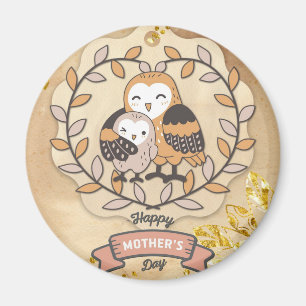 Íman Feliz Dia de as mães, coruja de diversão