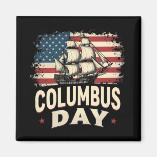 Íman Feliz Dia de Columbus de Exploração e Reflexão