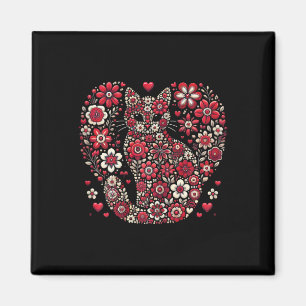 Íman Feliz Dia de Meowentine, Namorados de Gato Floral