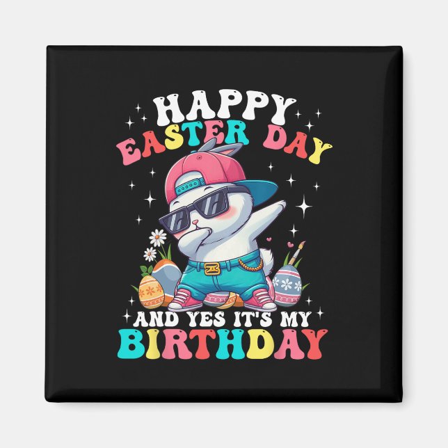 Íman Feliz Dia de Páscoa E Sim É Meu Aniversário Coelho (Frente)