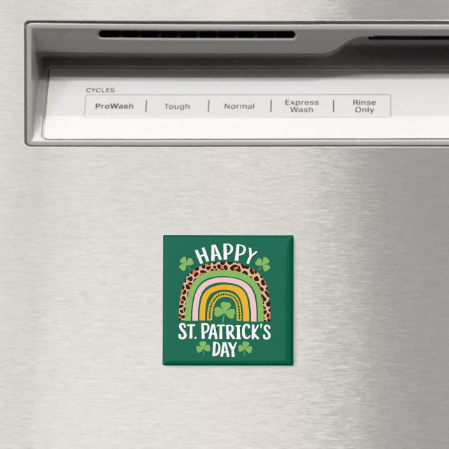 Íman Feliz Dia de São Patrício Arco-íris Trevo  (In Situ (Dishwasher))