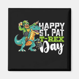Íman Feliz Dia de São Patrício Pat T Rex Dinosaur