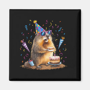 Íman Feliz Dia do Groundhog 12 Fev Ground Hog com Anive