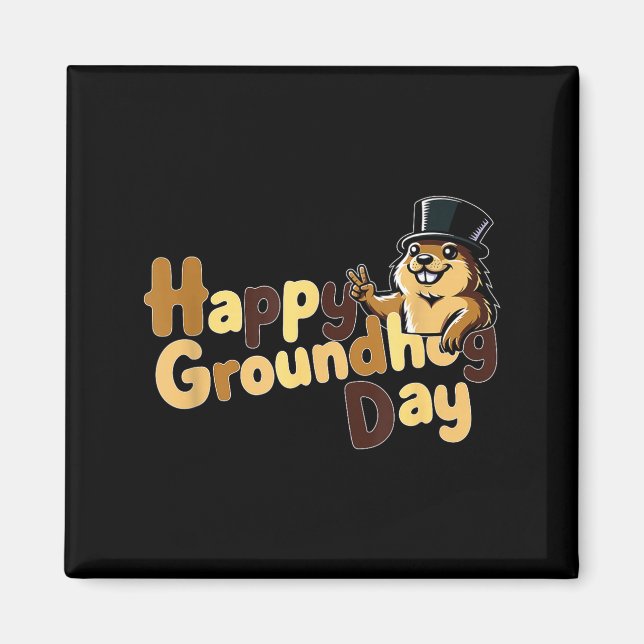 Íman Feliz Dia do Groundhog 2 de Fevereiro Previsão do  (Frente)