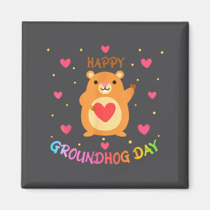 Íman Feliz Dia do Groundhog Dia do Groundhog Fofo Woohu