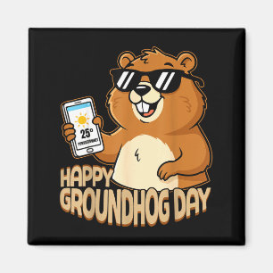 Íman Feliz Dia do Groundhog Fofa Marmota Engraçada Grou