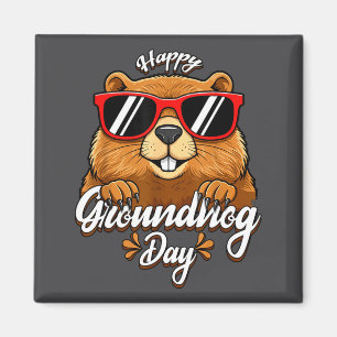 Íman Feliz Dia do Groundhog Funny Groundhog Solteiros F
