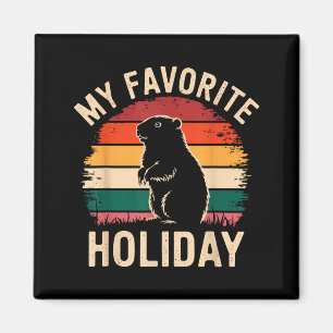 Íman Feliz Dia do Marmota Vintage 2025 Funny Woodchuck 